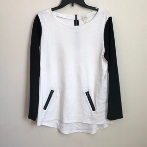 Long black and white blouse